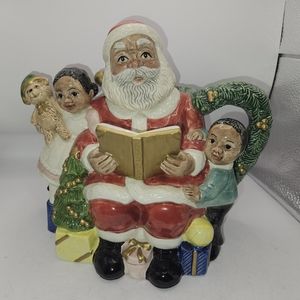 TEAPOT OMNIBUS FITZ & FLOYD AFRICAN AMERICAN BLACK SANTA CLAUS 1993 USED. 